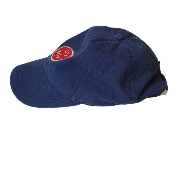 Life Is Good Blue Adjustable Baseball Cap Red Embroidered Logo Hat - Picture 2 of 9